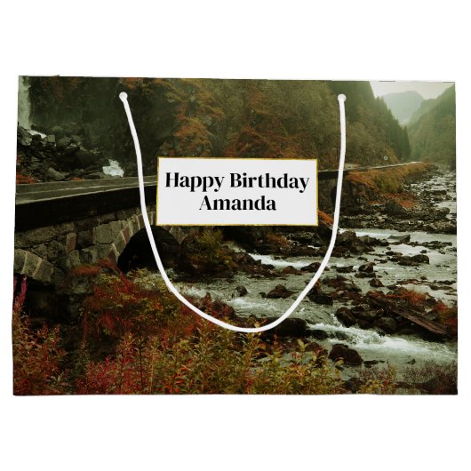 Herfstbos en rivierlandschap groot cadeauzakje (Achterkant)