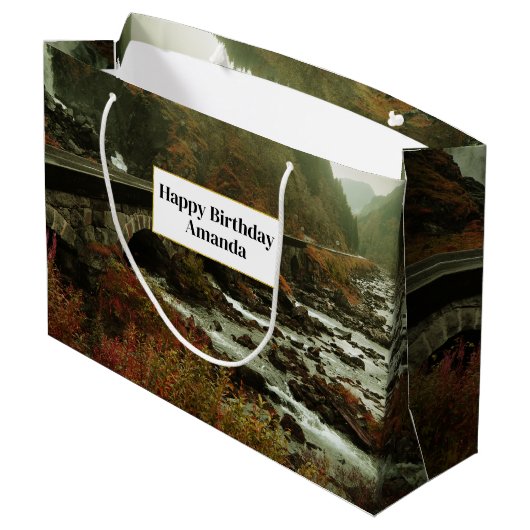 Herfstbos en rivierlandschap groot cadeauzakje (Achterkant Gekanteld)