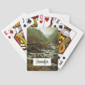 Herfstbos en rivierlandschap pokerkaarten (Achterkant)
