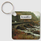 Herfstbos en rivierlandschap sleutelhanger (Voorkant)