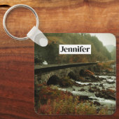 Herfstbos en rivierlandschap sleutelhanger (Voorkant)
