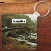 Herfstbos en rivierlandschap sleutelhanger (Achterkant)