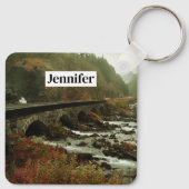 Herfstbos en rivierlandschap sleutelhanger (Achterkant)