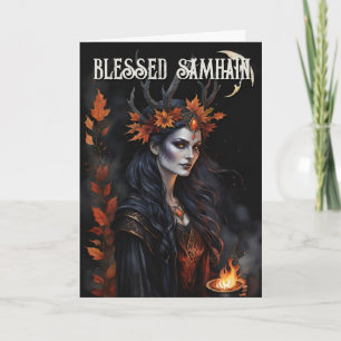 Herfstbos Gezegende Samhain Nacht Pagan Heks Kaart
