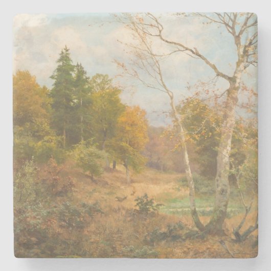 Herfstbos – Heinrich Böhmer Stenen Onderzetter (Voorkant)