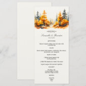 Herfstbos, Herfst Woodland Huwelijksdiner Menu (Voorkant / Achterkant)