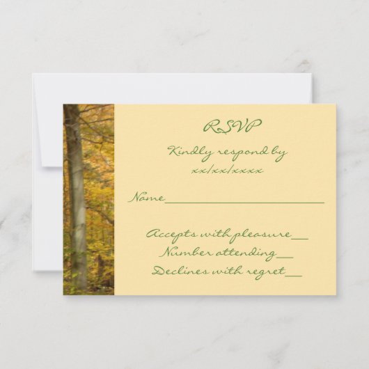 Herfstbos, Herfsthuwelijk, Douane RSVP Kaartje (Achterkant)