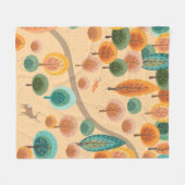 Herfstbos met abstracte platte handgetekende bomen fleece deken (Voorkant (Horizontaal))