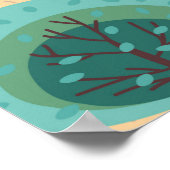 Herfstbos met abstracte platte handgetekende bomen poster (Hoek)