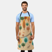 Herfstbos met abstracte platte handgetekende bomen schort (Gedragen)