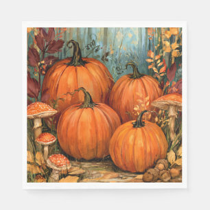 Herfstbos met pompoenen en paddestoelen, servet