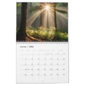 Herfstbos met zonnestralen kalender (Jan 2026)
