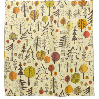 Herfstbos: naadloos grafisch patroon. douchegordijn