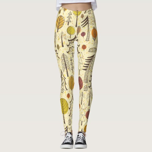 Herfstbos: naadloos grafisch patroon. leggings (Voorkant)