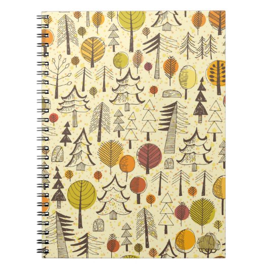 Herfstbos: naadloos grafisch patroon. notitieboek (Voorkant)