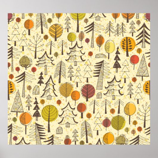 Herfstbos: naadloos grafisch patroon. poster (Voorkant)