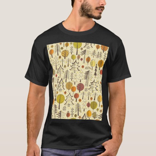 Herfstbos: naadloos grafisch patroon. t-shirt (Voorkant)
