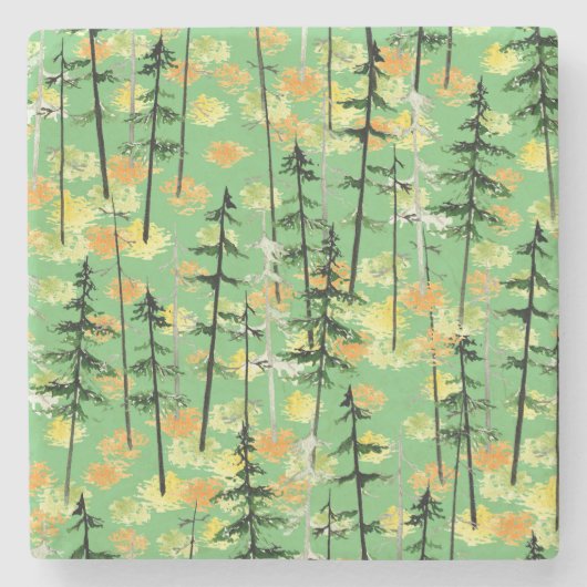 Herfstbos: Naadloze natuurlijke schoonheid Stenen Onderzetter (Voorkant)