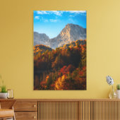 Herfstbos onder de bergen canvas afdruk (Insitu (Woonkamer))