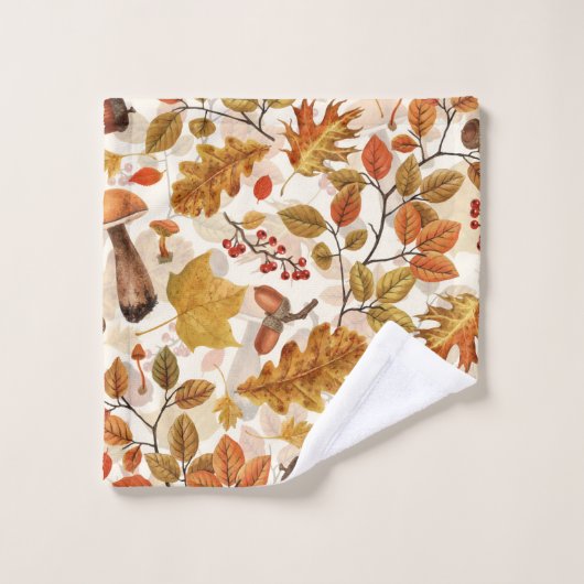 Herfstbos op gebroken wit bad handdoek (Wasdoekje)