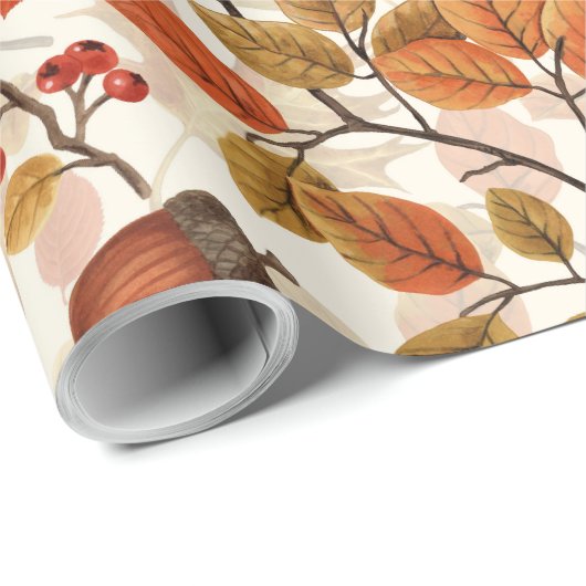 Herfstbos op gebroken wit cadeaupapier (Rol Hoek)