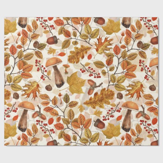 Herfstbos op gebroken wit cadeaupapier (Vlak)