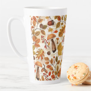 Herfstbos op gebroken wit latte mok