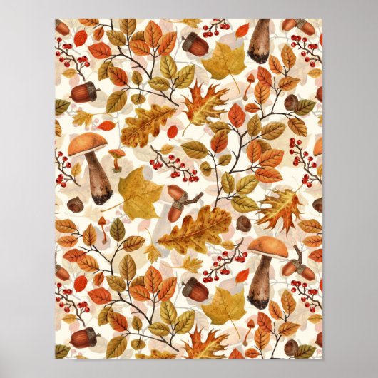 Herfstbos op gebroken wit poster (Voorkant)