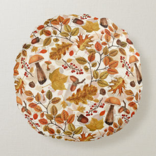 Herfstbos op gebroken wit rond kussen