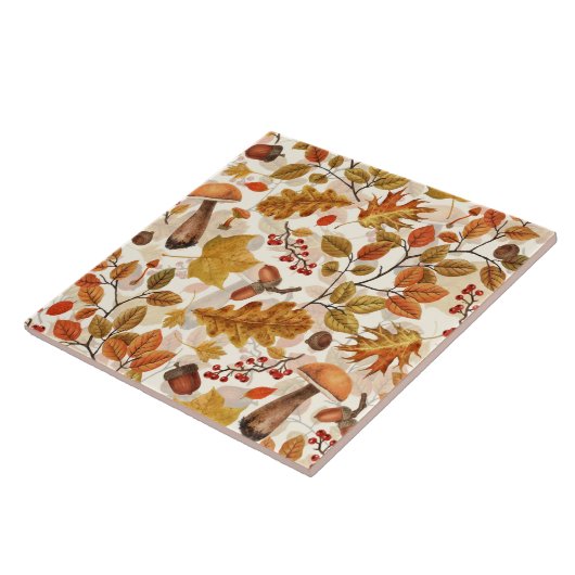 Herfstbos op gebroken wit tegeltje (Zijkant)