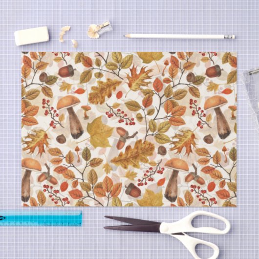 Herfstbos op gebroken wit tissuepapier (Craft)