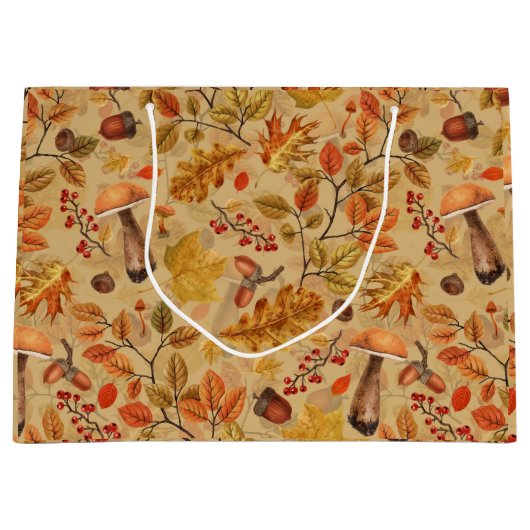 Herfstbos op oker groot cadeauzakje (Voorkant)