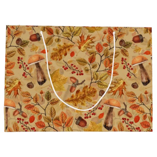 Herfstbos op oker groot cadeauzakje (Achterkant)