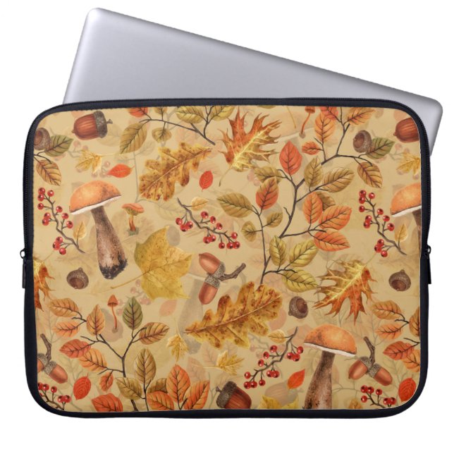 Herfstbos op oker laptop sleeve (Voorkant)