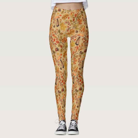 Herfstbos op oker leggings (Voorkant)