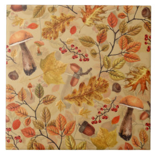 Herfstbos op oker tegeltje