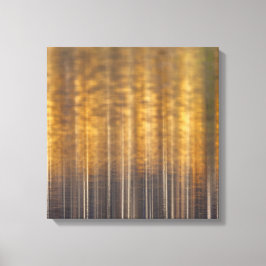 Herfstbos weerspiegeld in Abstract water Canvas Afdruk