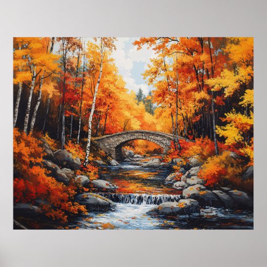 Herfstbosbrug Poster (Voorkant)