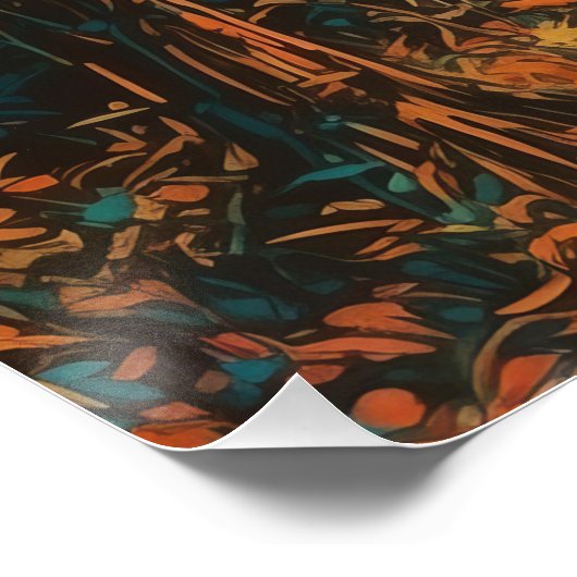 Herfstbospad met digitale trap Download Art Perfect Poster (Hoek)