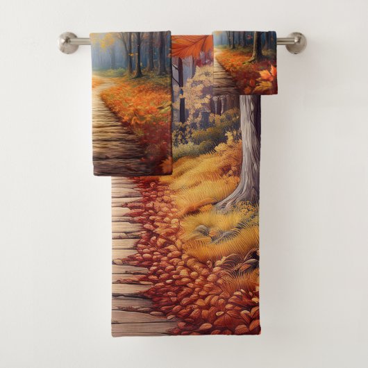 Herfstbospad met levendig Herfst gebladerte Bad Handdoek (Insitu)