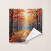 Herfstbospad met levendig Herfst gebladerte Bad Handdoek (Wasdoekje)