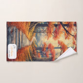 Herfstbospad met naam en jaar bad handdoek (Handdoek)