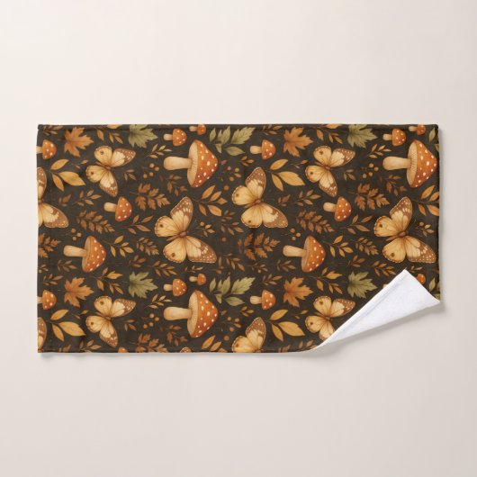 Herfstbospaddenstoelen en vlinders handdoek (Handdoek)