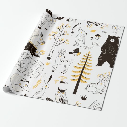 herfstbospatroon cadeaupapier (Uitgerold)