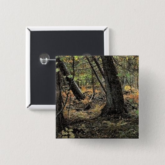 Herfstbosscène Vierkante Button 5,1 Cm (Voorkant /achterkant)