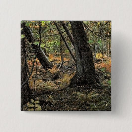 Herfstbosscène Vierkante Button 5,1 Cm