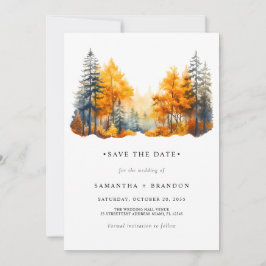 Herfstbossen bruiloft save the date