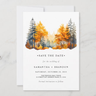 Herfstbossen bruiloft save the date