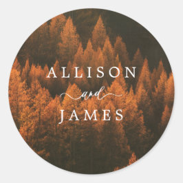 Herfstbossen Minimalistisch Ronde Sticker