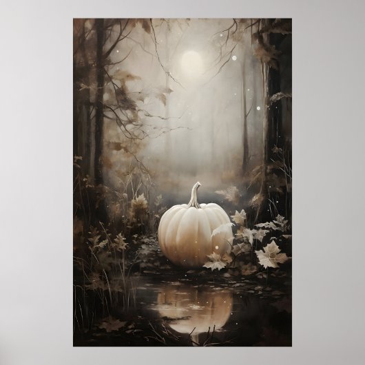Herfstbossen Pompoenprint, Gotische Halloween Poster (Voorkant)